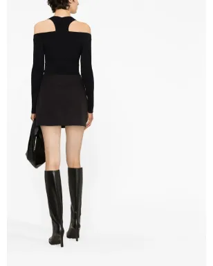 Alexander McQueen exposed shoulder knit top - Black - サムネイル4