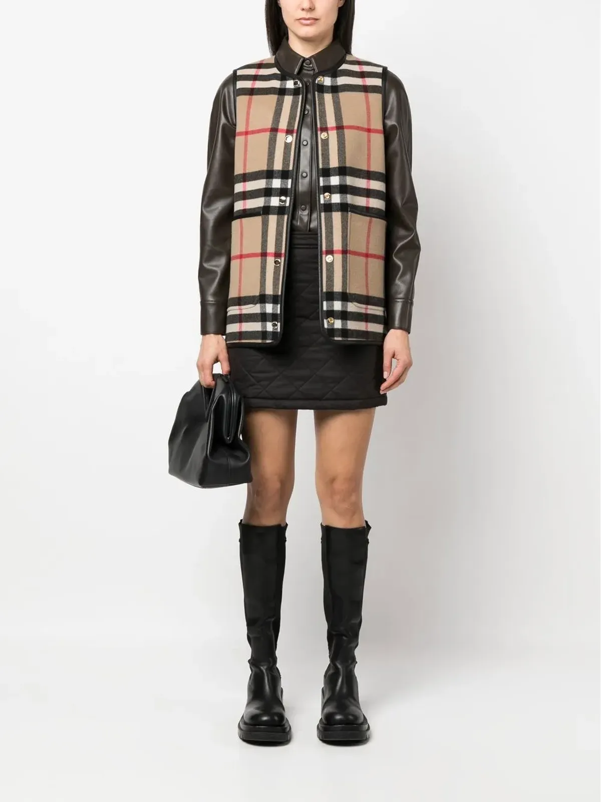 Burberry ハイウエスト キルテッドスカート - 画像2