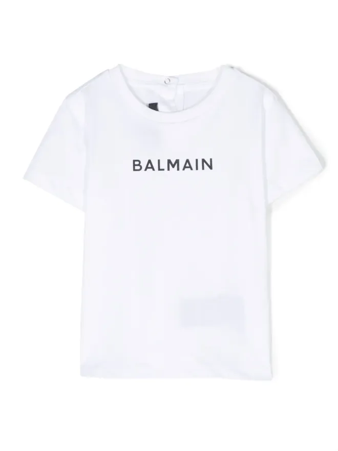 Balmain Kids Balmain Kids ロゴフロックコットンTシャツの商品画像