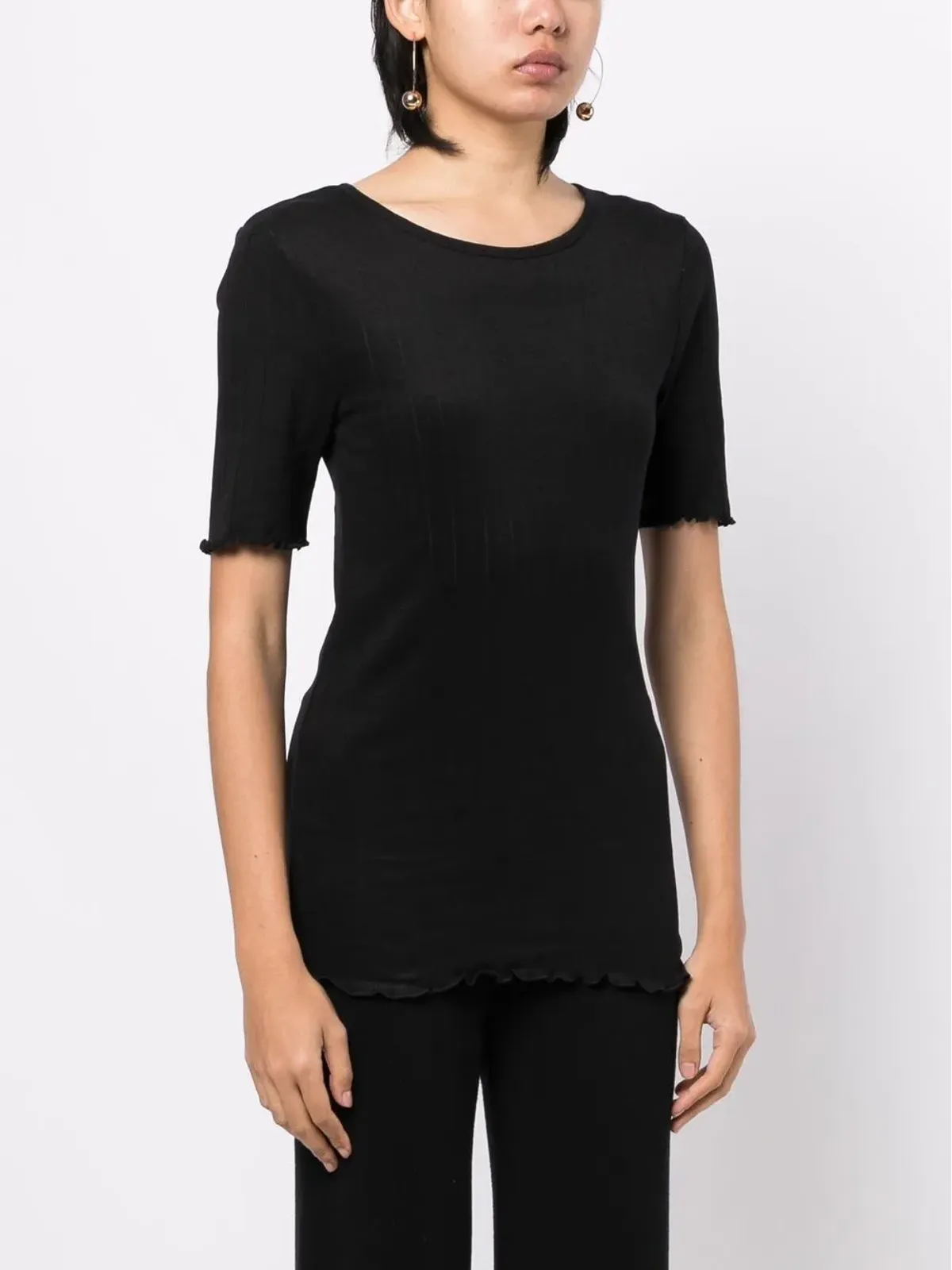 Skall Studio Edie Pointelle Tee - Black - 画像3