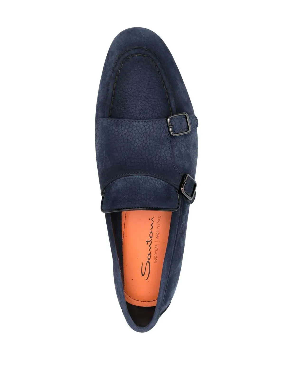 Santoni スエードレザー モンクシューズ（ブルー） - 画像4