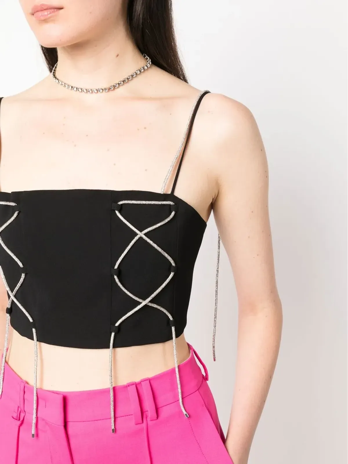 Giuseppe Di Morabito rhinestone-straps cropped top - 画像5