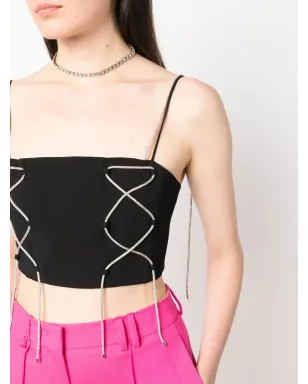 Giuseppe Di Morabito rhinestone-straps cropped top - サムネイル5
