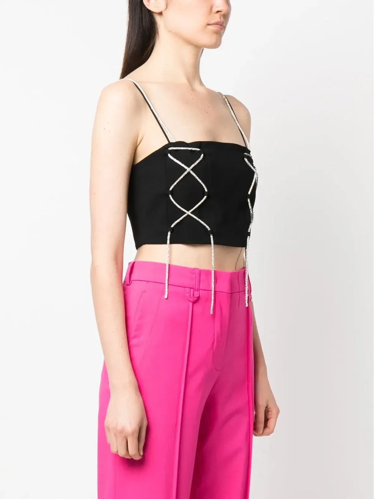 Giuseppe Di Morabito rhinestone-straps cropped top - 画像3