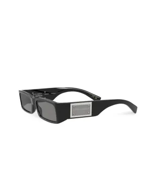 Dolce & Gabbana Eyewear リ・エディション ロゴプレート矩形フレーム サングラス - ブラック - サムネイル2