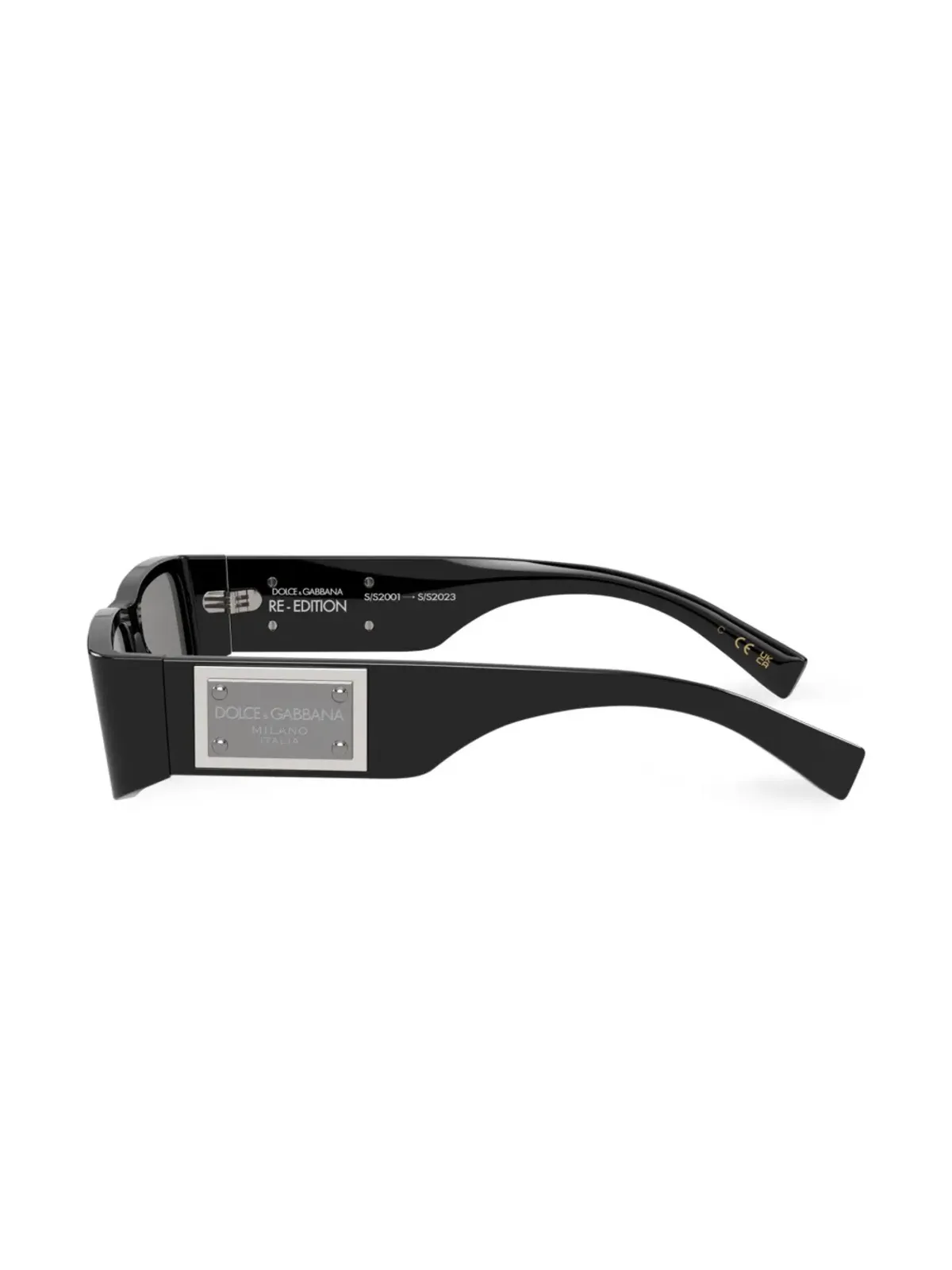 Dolce & Gabbana Eyewear リ・エディション ロゴプレート矩形フレーム サングラス - ブラック - 画像3