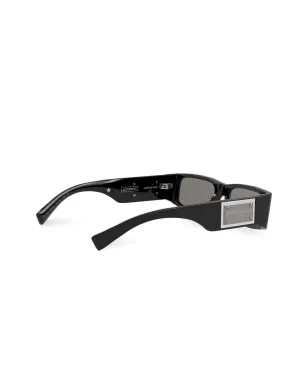 Dolce & Gabbana Eyewear リ・エディション ロゴプレート矩形フレーム サングラス - ブラック - サムネイル4