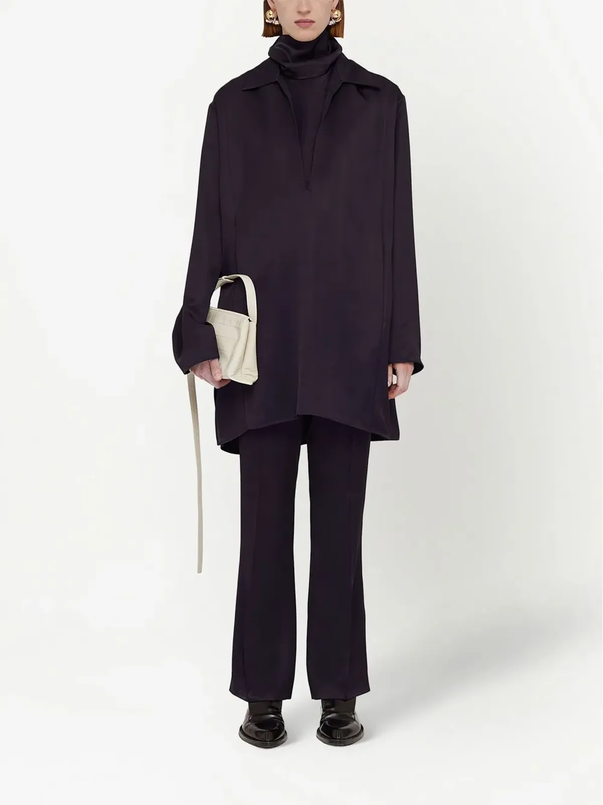 Jil Sander プレスド・クリース ハイウェストパンツ - 画像2