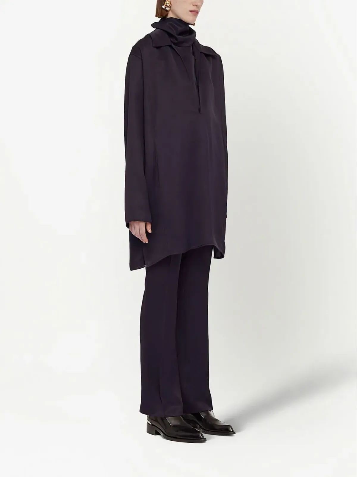 Jil Sander プレスド・クリース ハイウェストパンツ - 画像3