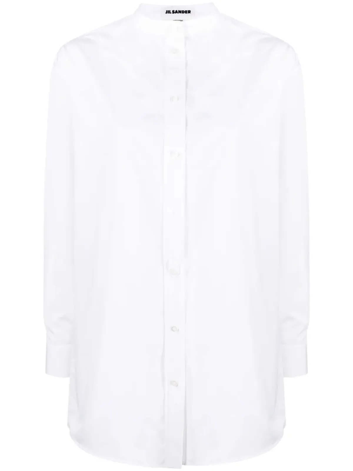 Jil Sander バンドカラーコットンポプリンシャツ ホワイト - 画像1