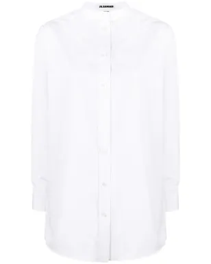 Jil Sander バンドカラーコットンポプリンシャツ ホワイト - サムネイル1