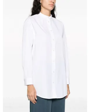 Jil Sander バンドカラーコットンポプリンシャツ ホワイト - サムネイル3