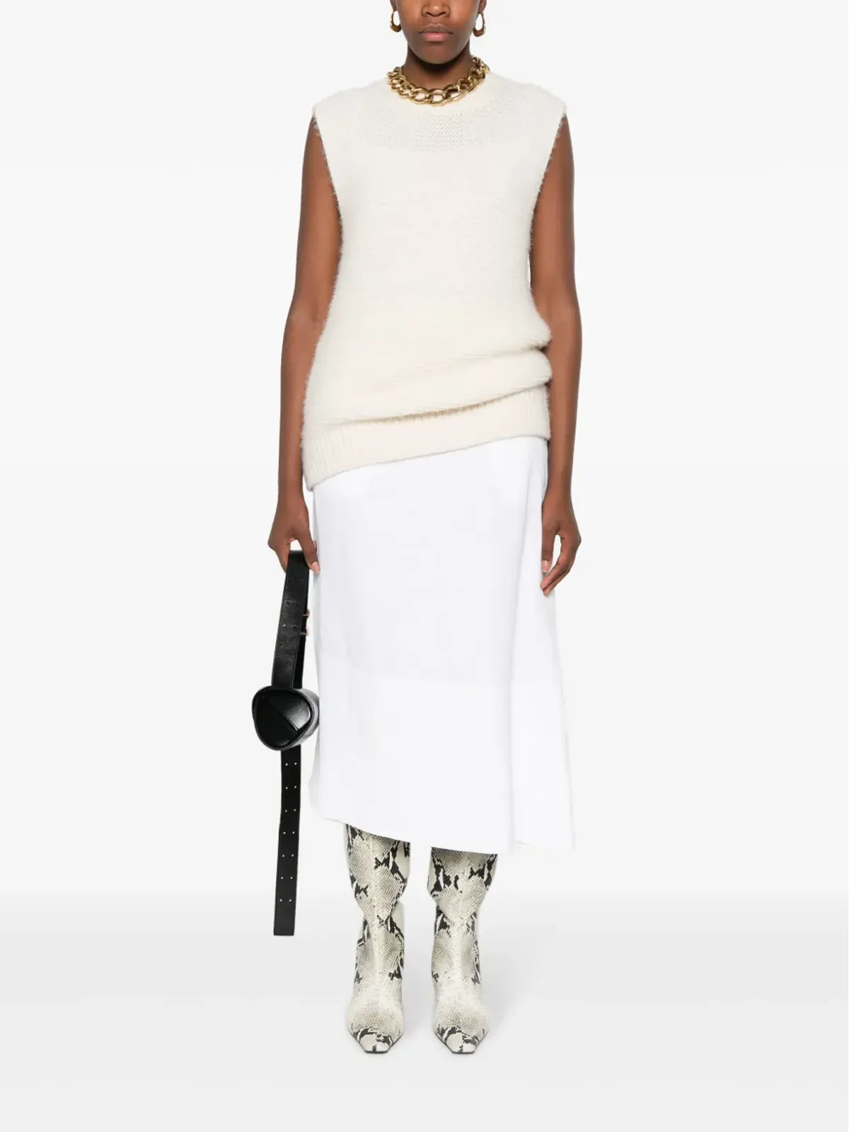 Jil Sander アシンメトリックリネンミディスカート - 画像2