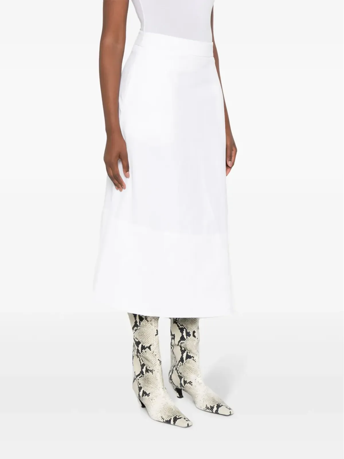 Jil Sander アシンメトリックリネンミディスカート - 画像3