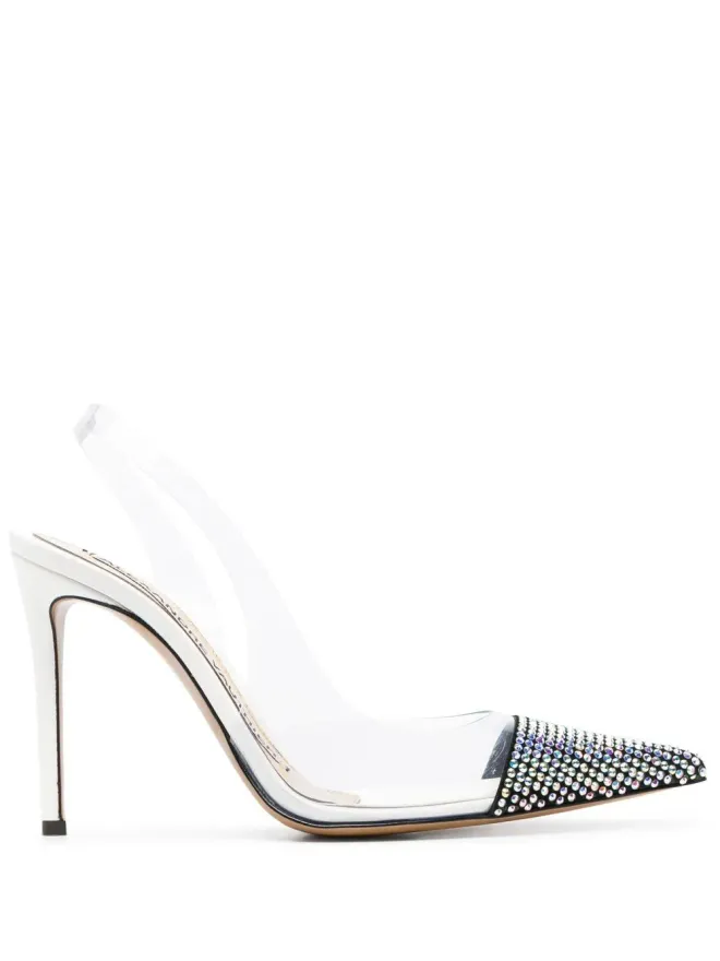 Alexandre Vauthier Alexandre Vauthier アンバーゴースト 100mm クリスタルエンブリッシュド スティレットパンプス - ホワイトの商品画像