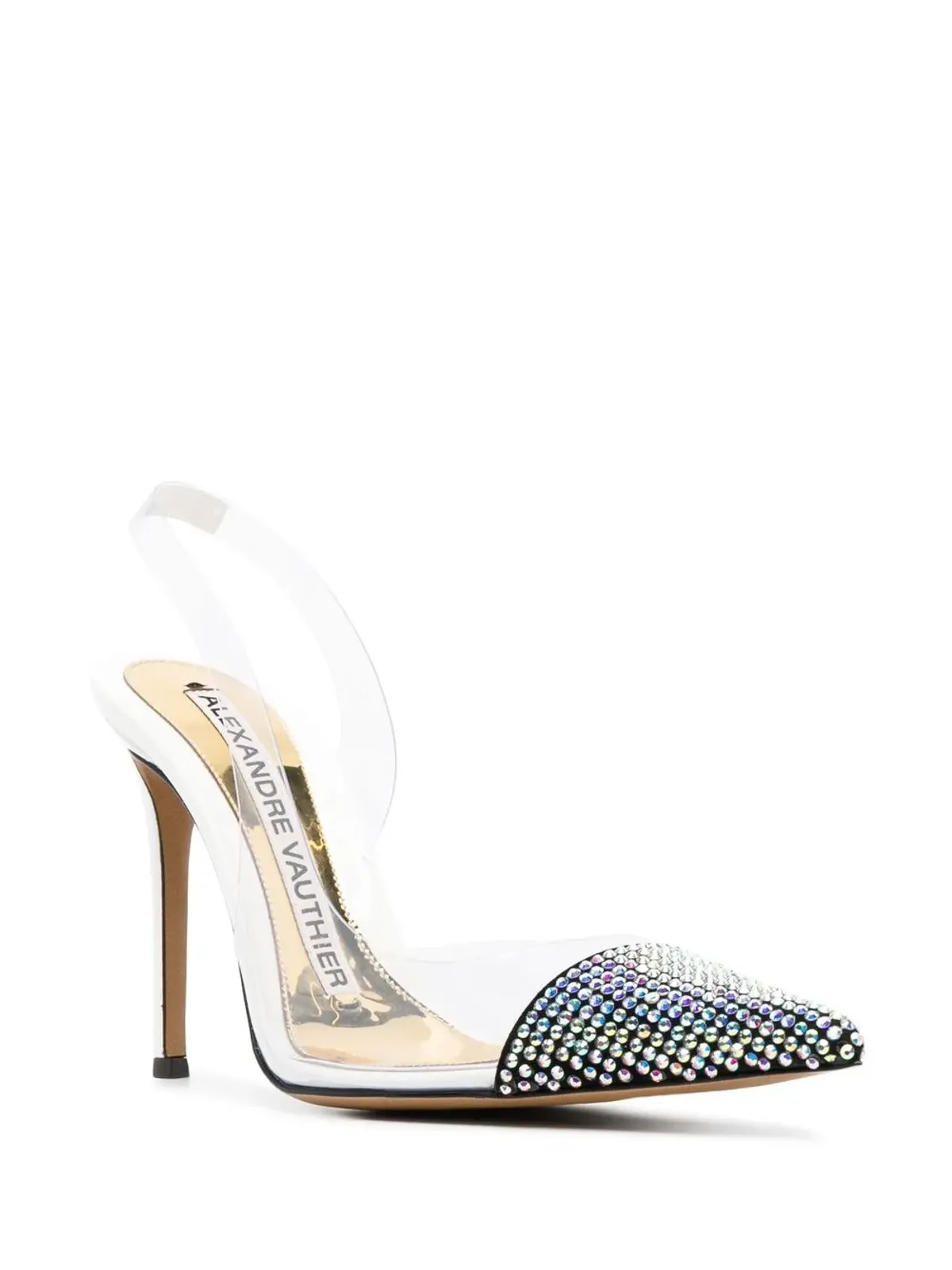 Alexandre Vauthier アンバーゴースト 100mm クリスタルエンブリッシュド スティレットパンプス - ホワイト - 画像2