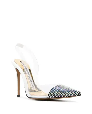 Alexandre Vauthier アンバーゴースト 100mm クリスタルエンブリッシュド スティレットパンプス - ホワイト - サムネイル2