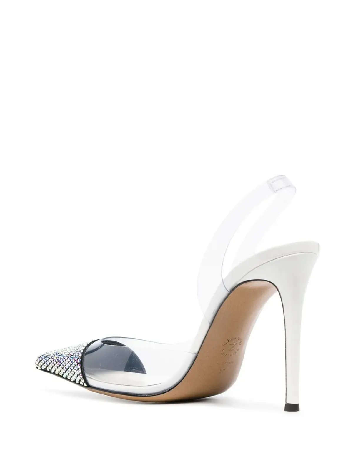 Alexandre Vauthier アンバーゴースト 100mm クリスタルエンブリッシュド スティレットパンプス - ホワイト - 画像3