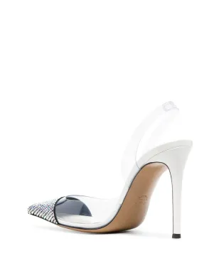 Alexandre Vauthier アンバーゴースト 100mm クリスタルエンブリッシュド スティレットパンプス - ホワイト - サムネイル3