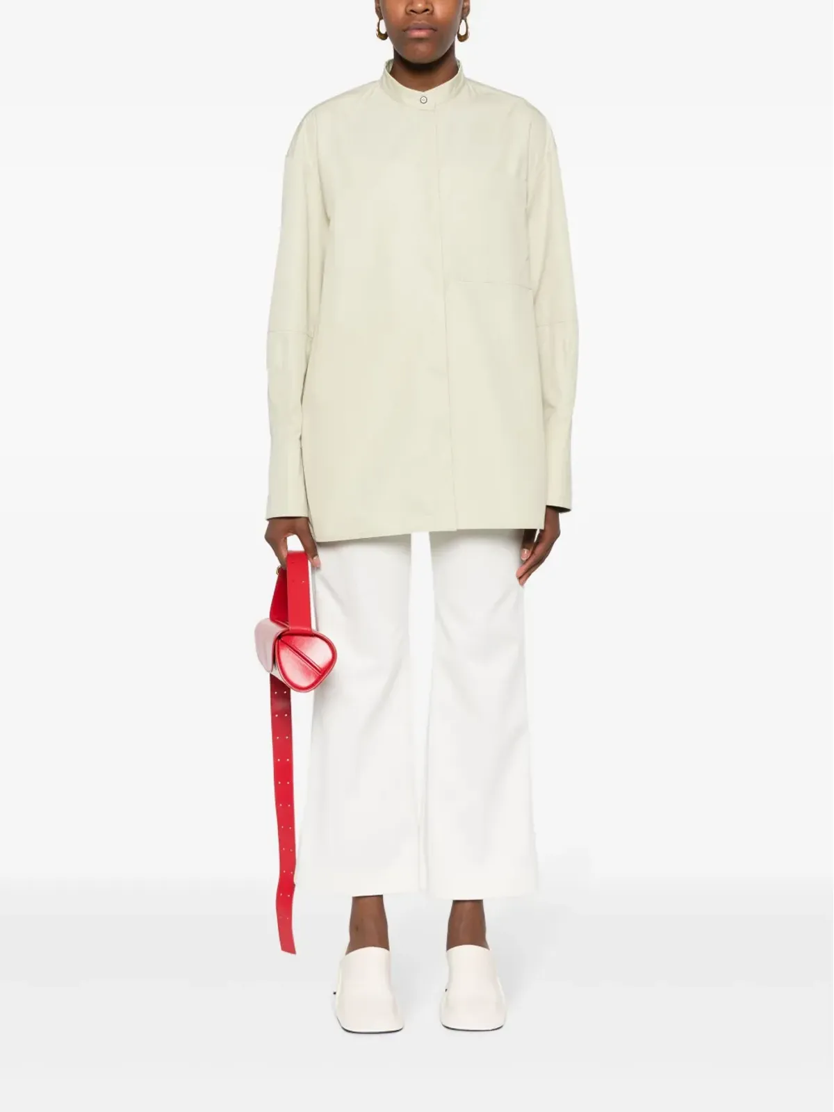 Jil Sander ノーカラーコットンシャツ - 画像2