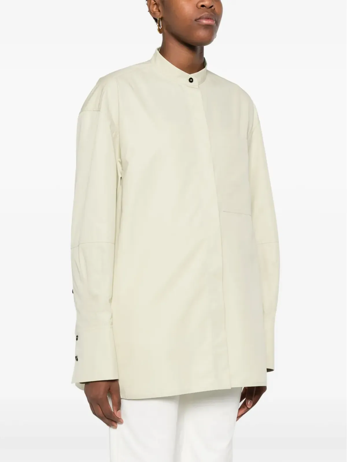 Jil Sander ノーカラーコットンシャツ - 画像3
