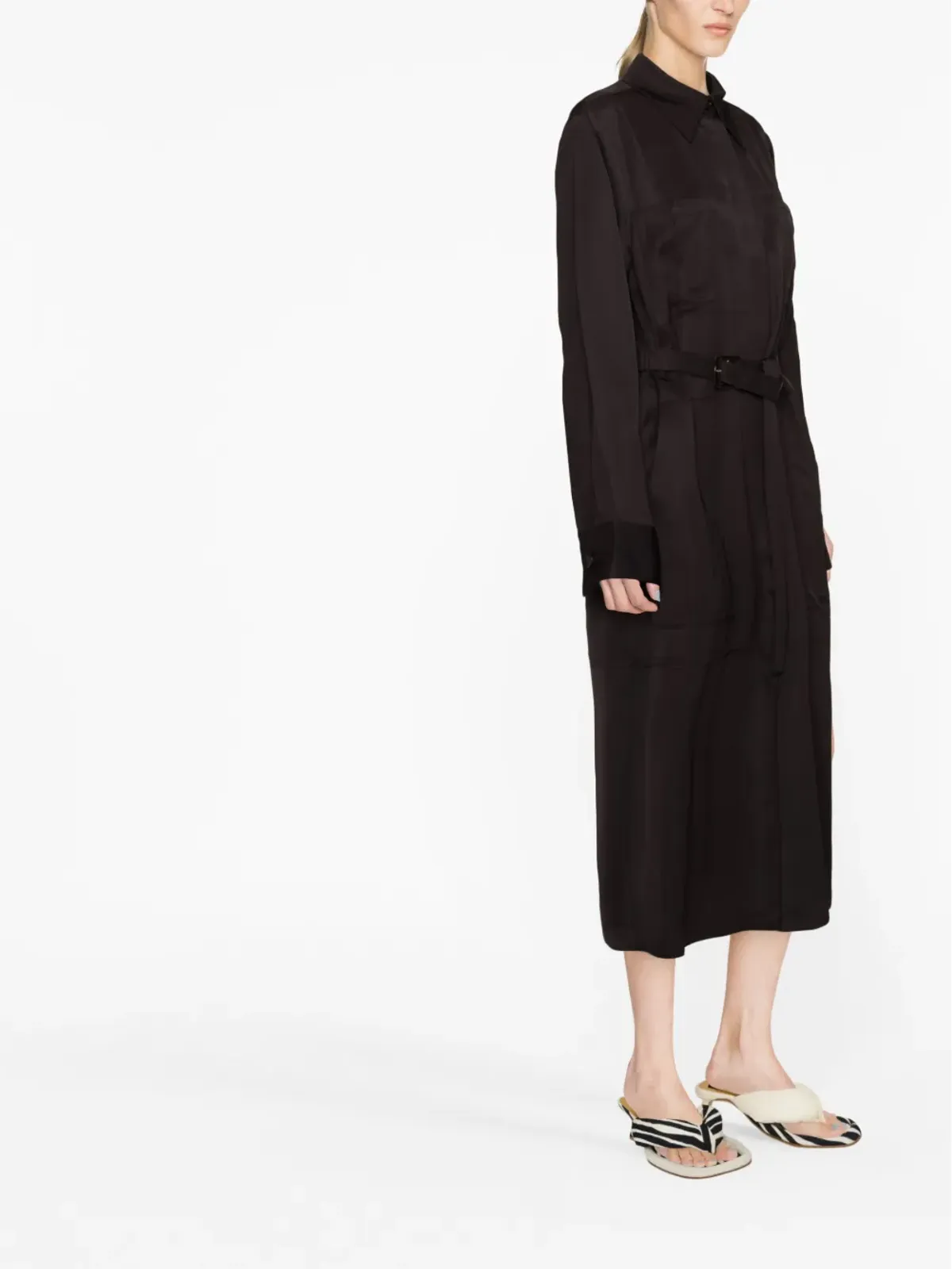 Jil Sander シングルブレスト ベルト付き ウエストコート ブラウン - 画像3