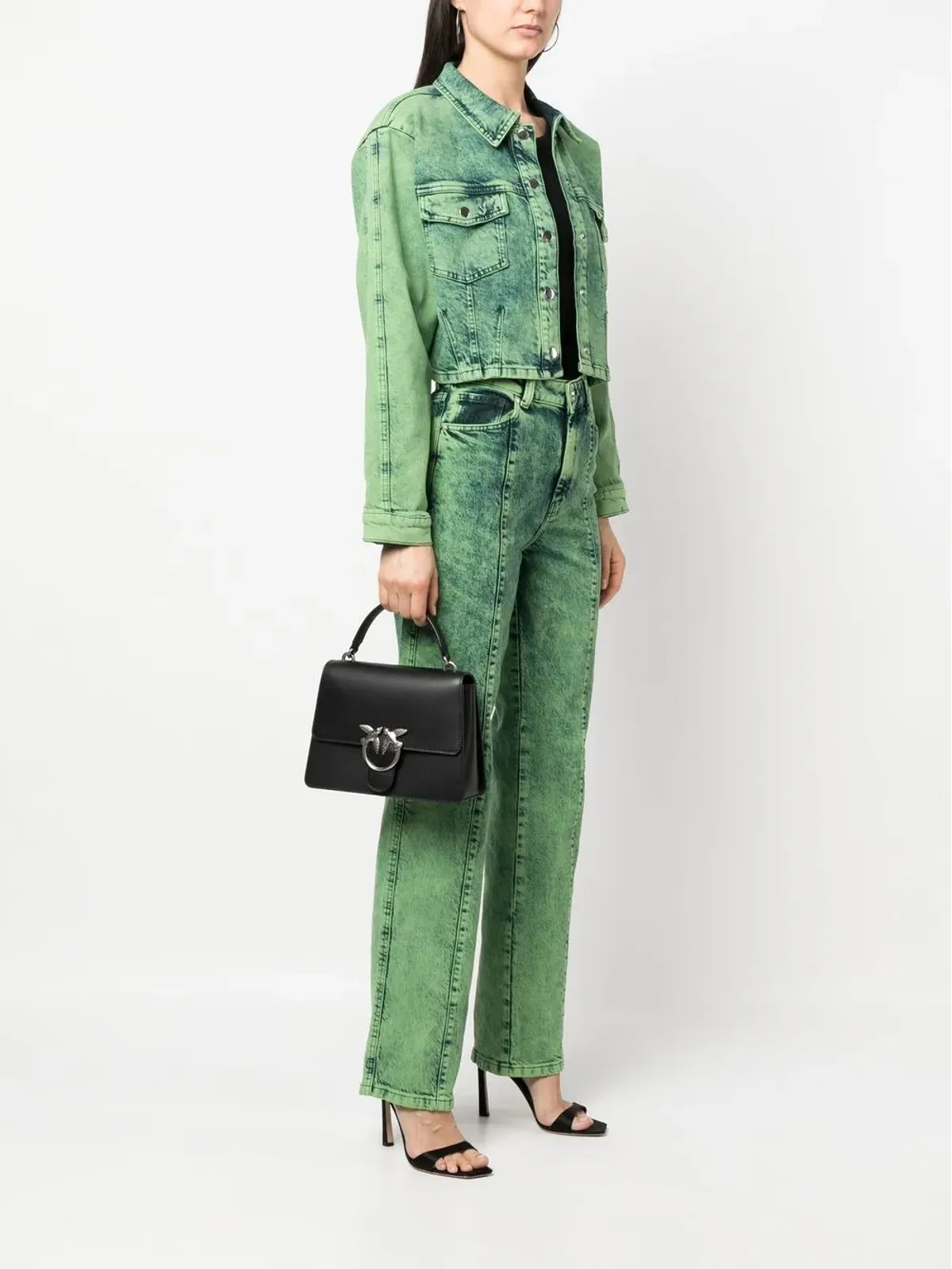 PINKO Love Birds レザー トートバッグ - 画像2