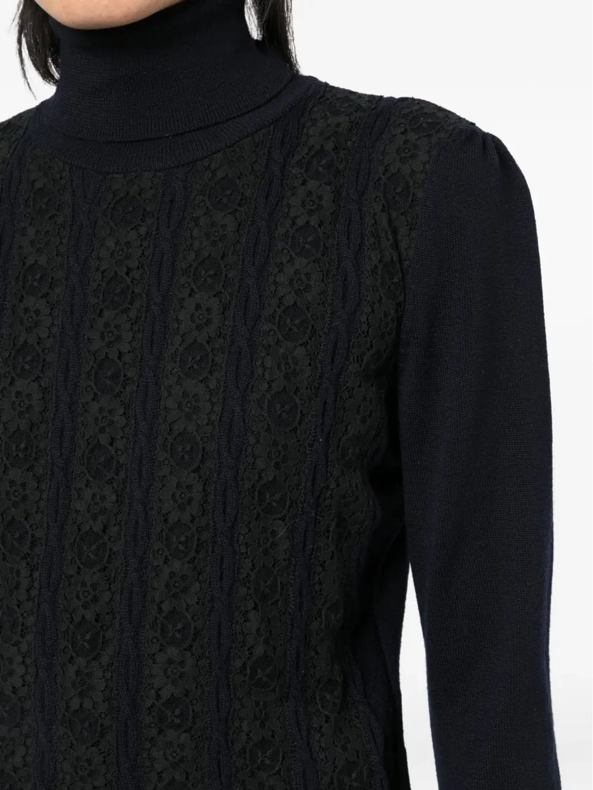 Valentino Garavani Pre-Owned レースパネル付き ロールネック ジャンパー - ブルー - 画像5