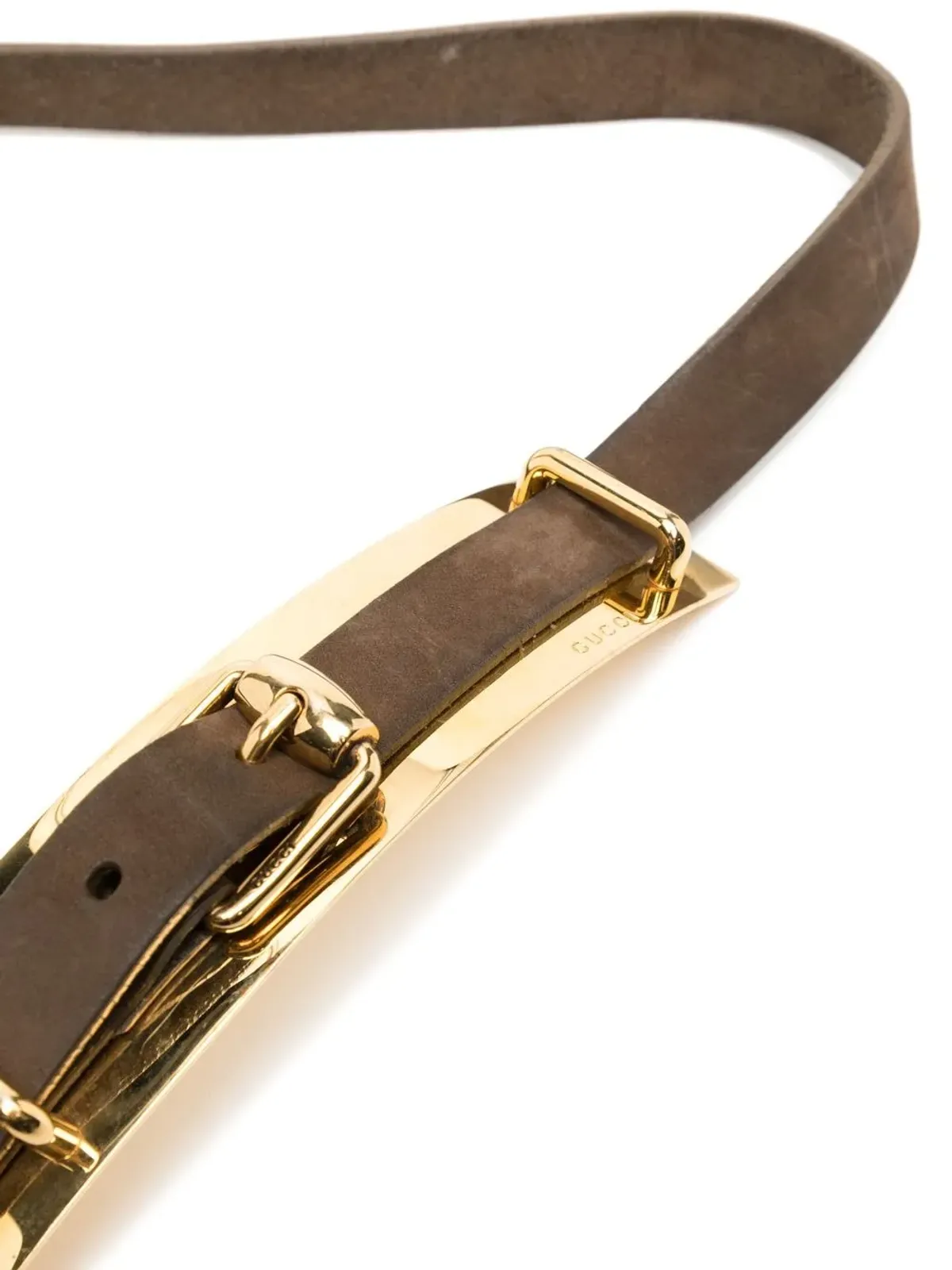 Gucci Pre-Owned プレートディテールバックルベルト - 画像2