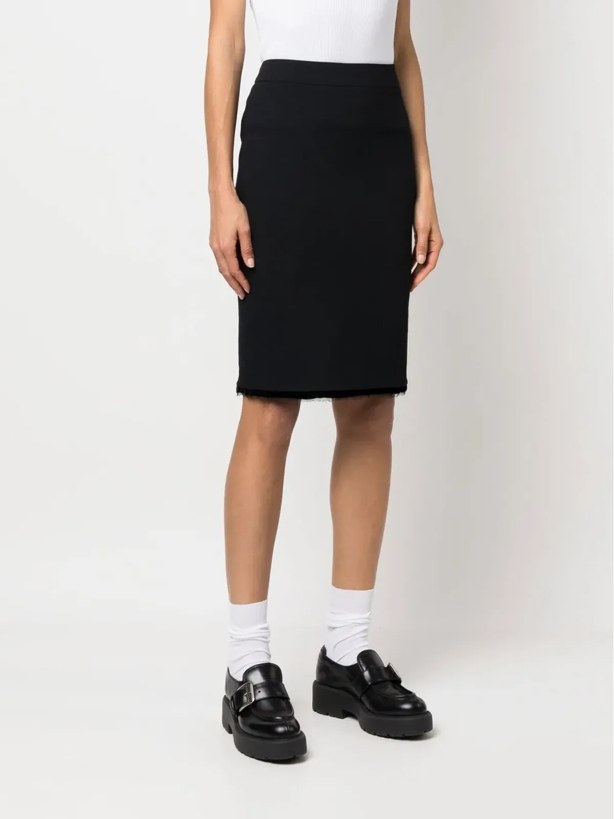 Christian Dior Pre-Owned ビンテージ ダメージヘム ペンシルスカート 2010年代 - ブラック - 画像3