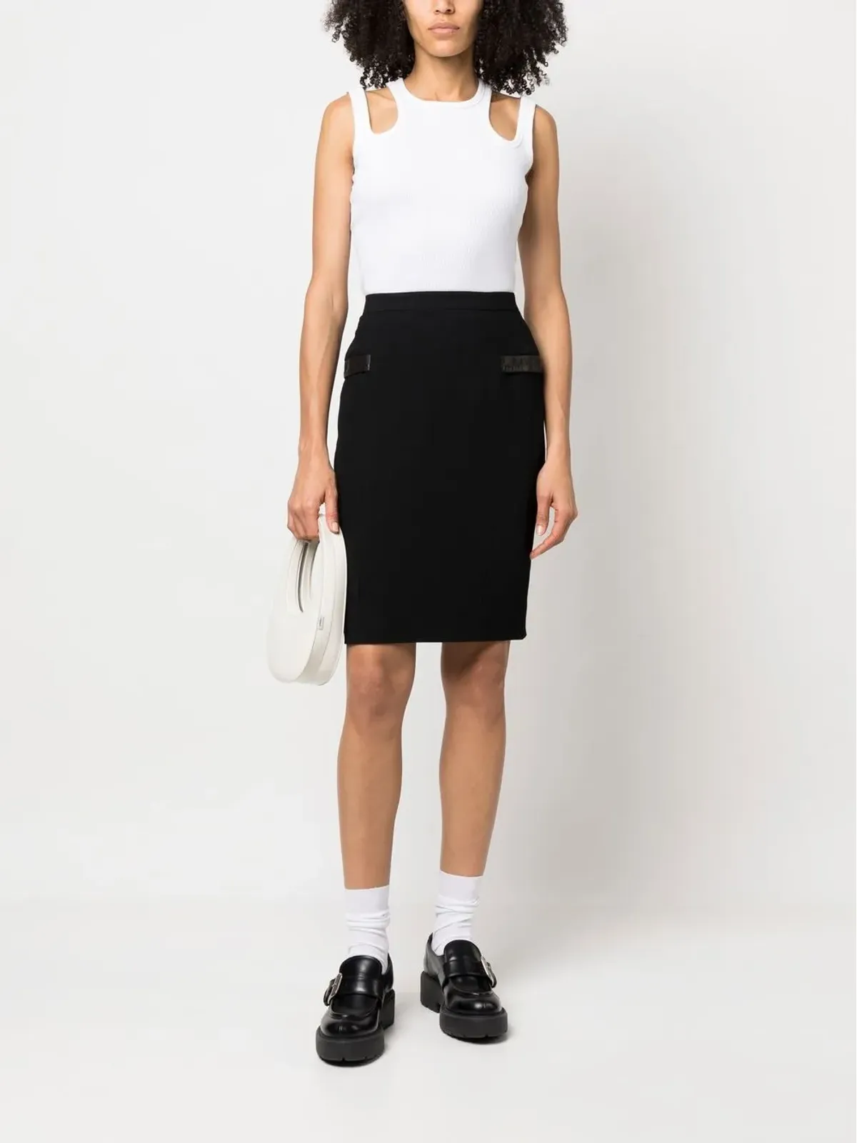 Christian Dior Pre-Owned 2010年代 レザー トリム ペンシルスカート - ブラック - 画像2