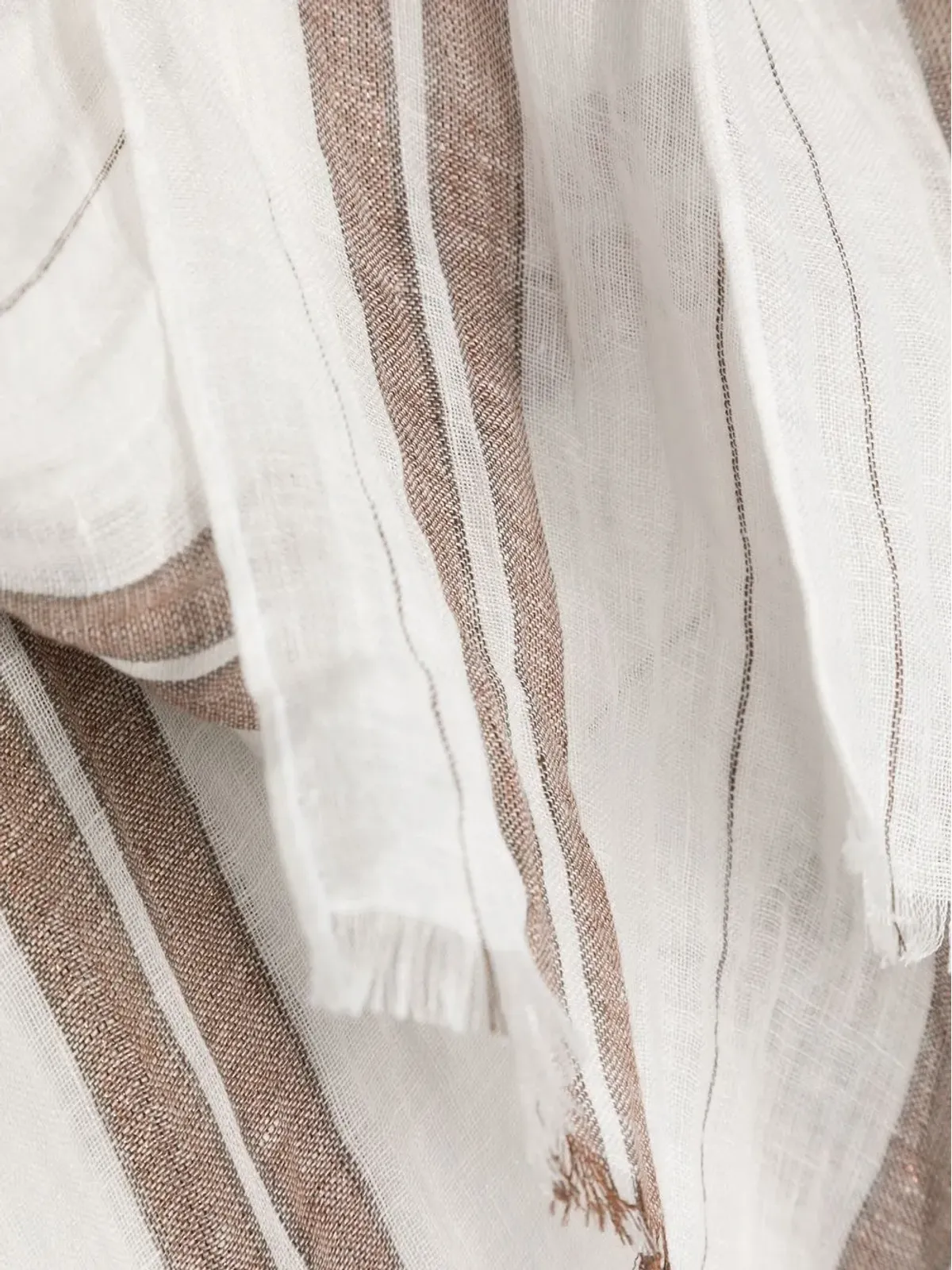 Brunello Cucinelli ストライプリネン混ストール - ホワイト - 画像3