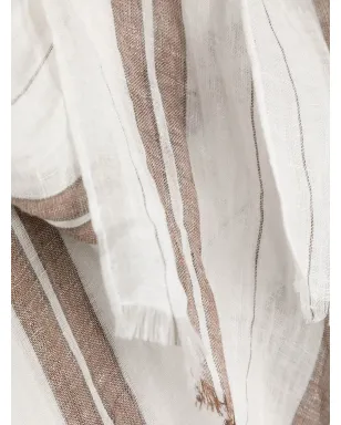 Brunello Cucinelli ストライプリネン混ストール - ホワイト - サムネイル3