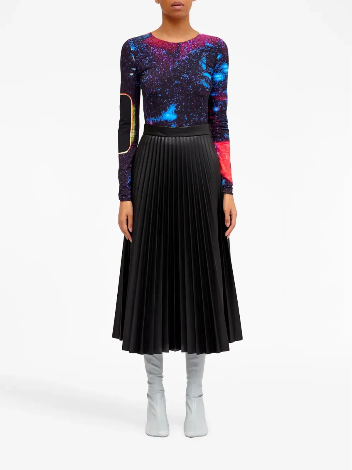 MM6 Maison Margiela プリーツミディスカート - ブラック - 画像2