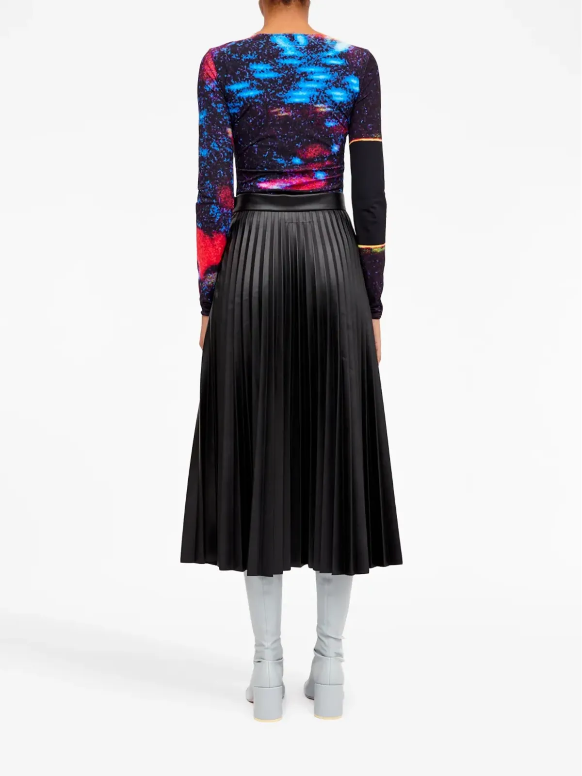 MM6 Maison Margiela プリーツミディスカート - ブラック - 画像4