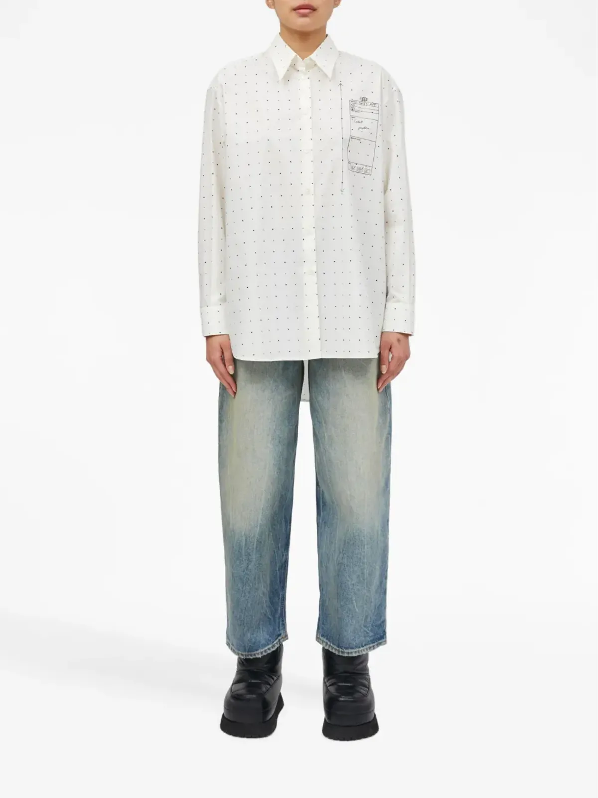 MM6 Maison Margiela 水玉プリント コットンシャツ - 画像2