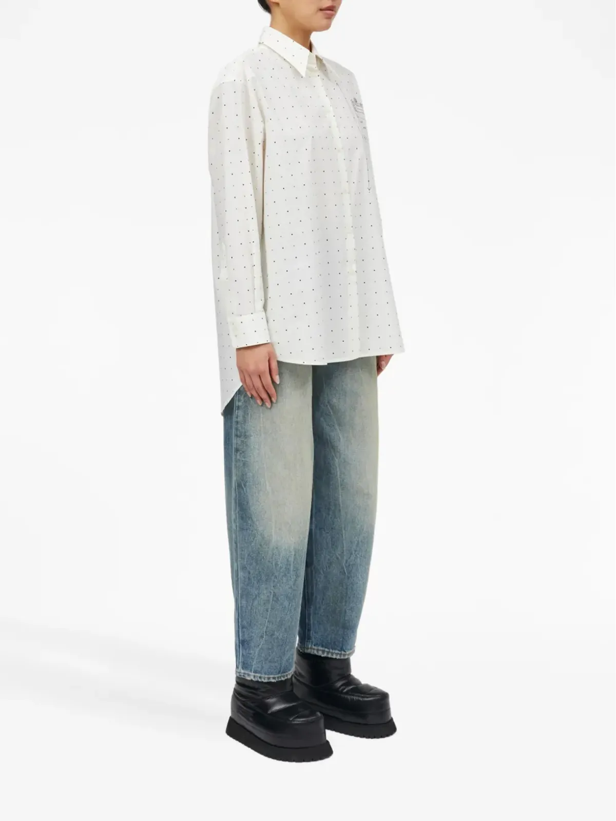 MM6 Maison Margiela 水玉プリント コットンシャツ - 画像3