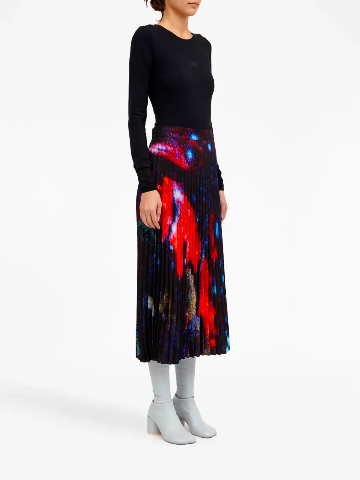 MM6 Maison Margiela アブストラクト柄プリーツスカート - ブラック - 画像3