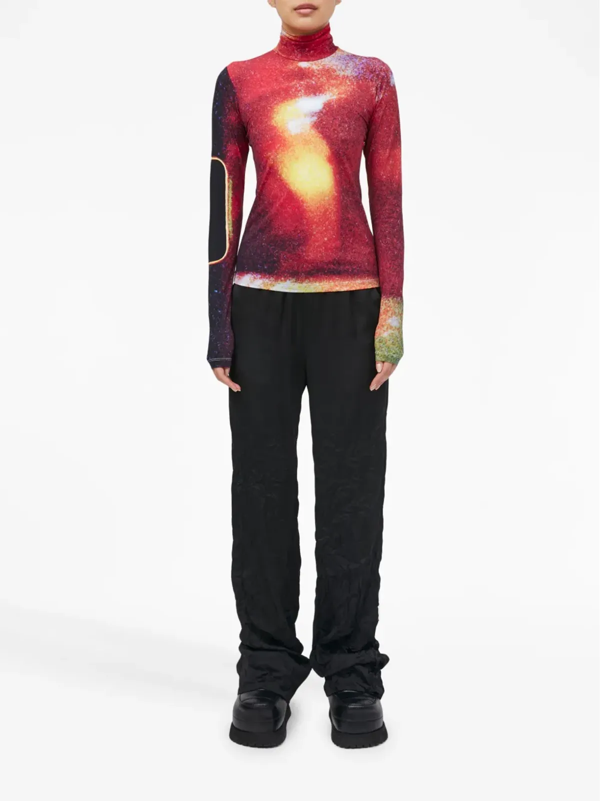 MM6 Maison Margiela グラフィックプリントハイネックTシャツ（レッド） - 画像2