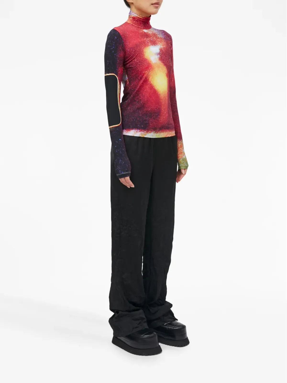 MM6 Maison Margiela グラフィックプリントハイネックTシャツ（レッド） - 画像3