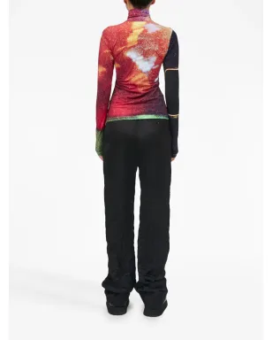 MM6 Maison Margiela グラフィックプリントハイネックTシャツ（レッド） - サムネイル4