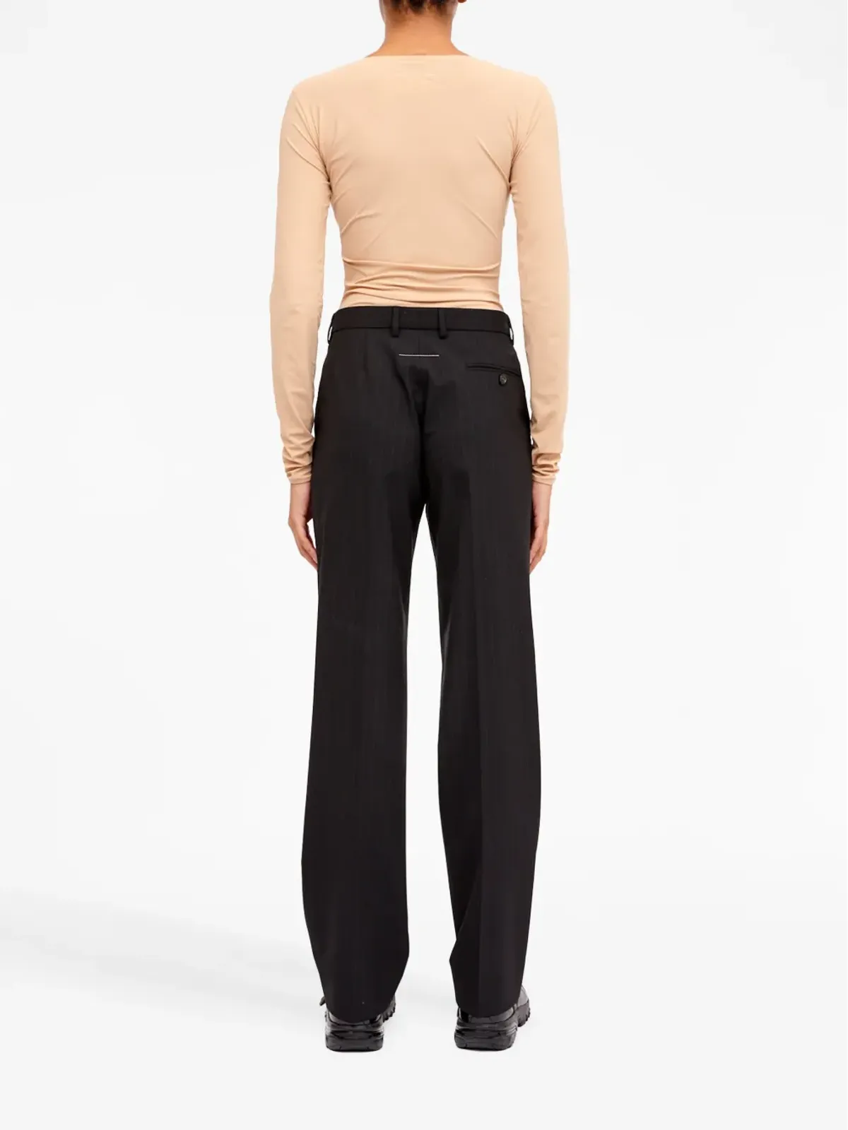 MM6 Maison Margiela ステッチディテールのストレートレッグパンツ - 画像4