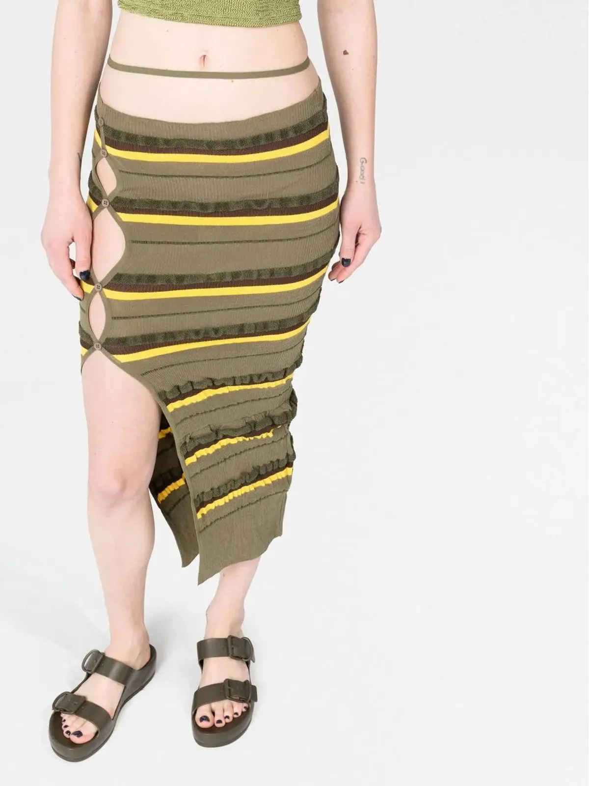 Jacquemus リブニットストライプ柄ミディスカート - 画像5
