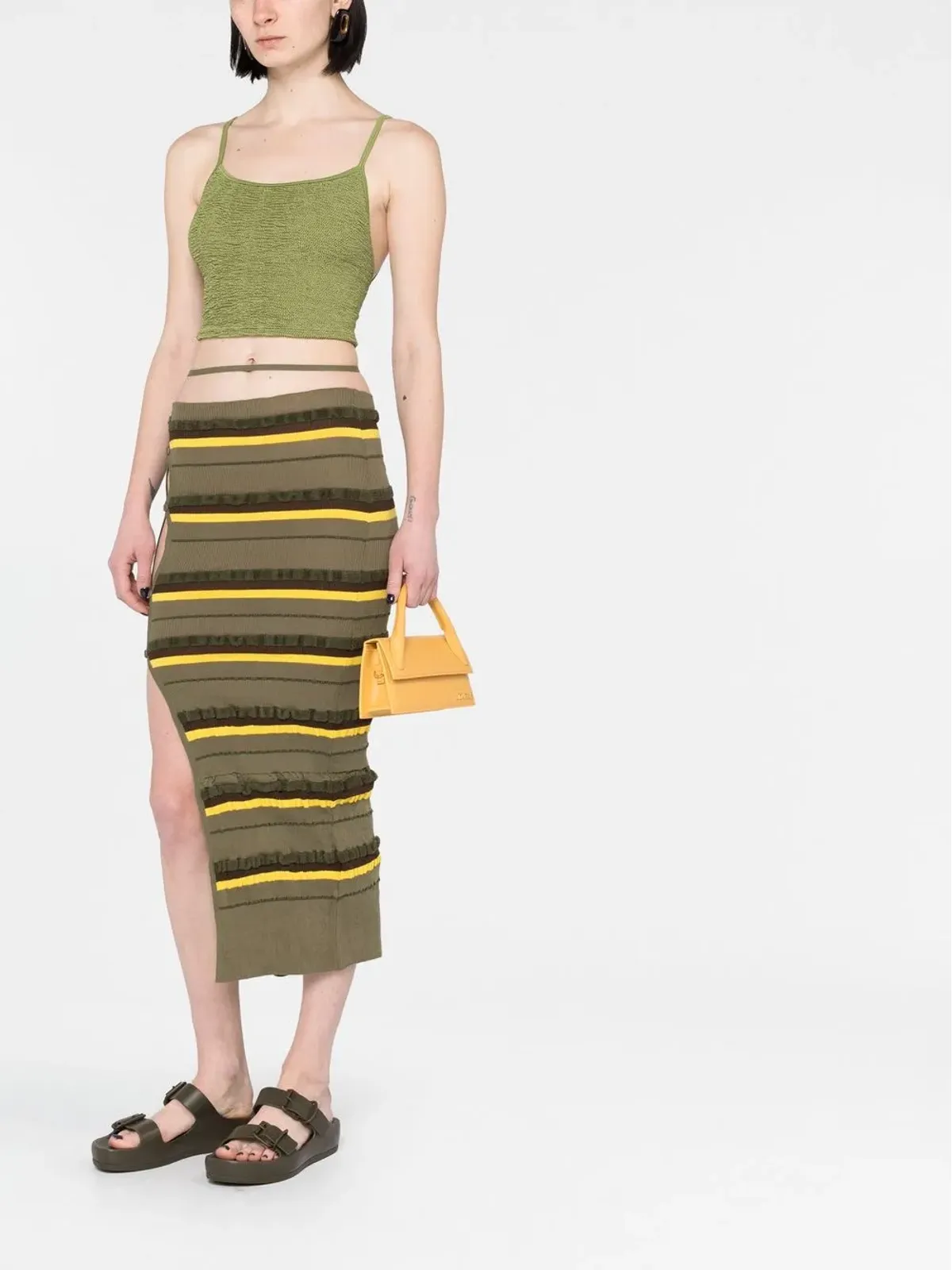 Jacquemus リブニットストライプ柄ミディスカート - 画像2