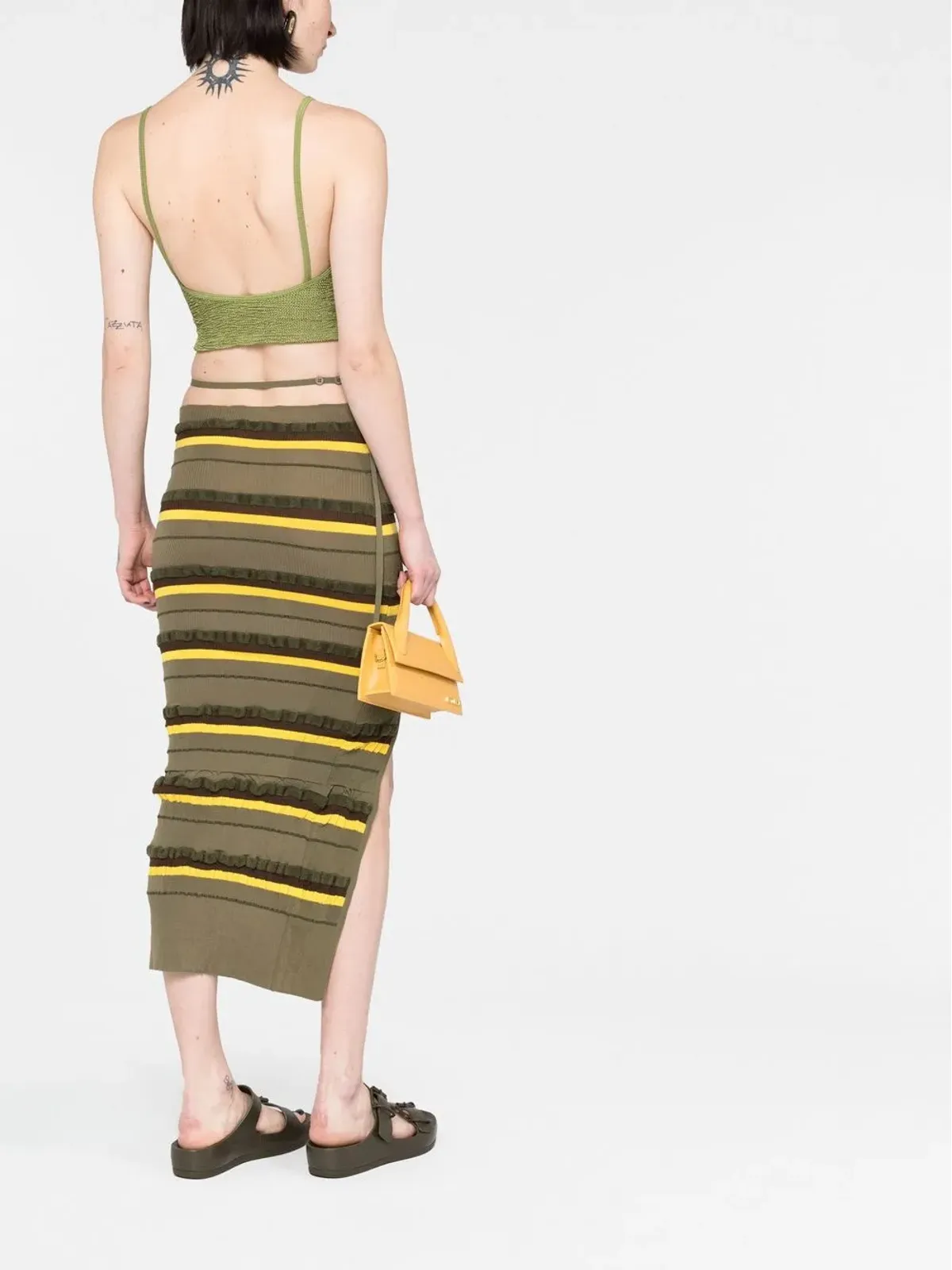 Jacquemus リブニットストライプ柄ミディスカート - 画像4