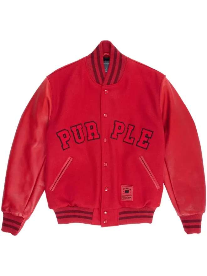 Purple Brand Purple Brand ロゴアップリケ入り ヴァーシティボンバージャケットの商品画像