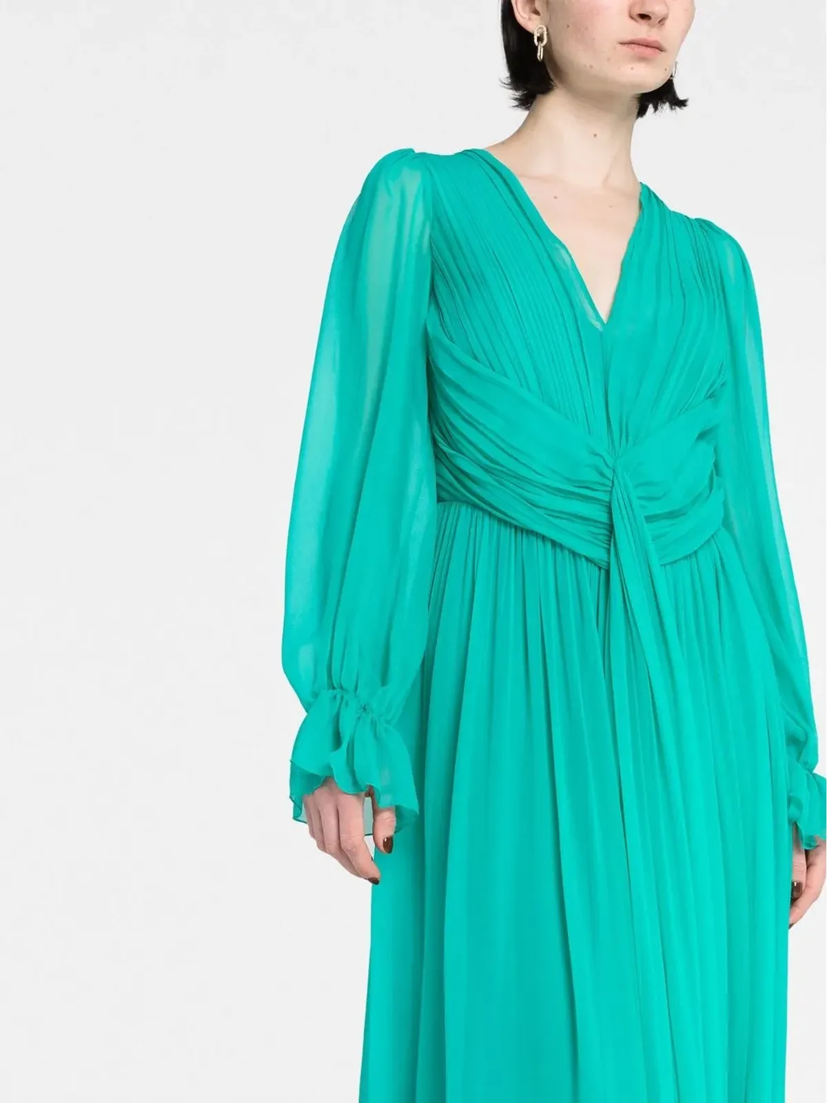 Alberta Ferretti シルク混紡プリーツディテールのマキシドレス - 画像5
