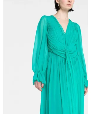 Alberta Ferretti シルク混紡プリーツディテールのマキシドレス - サムネイル5