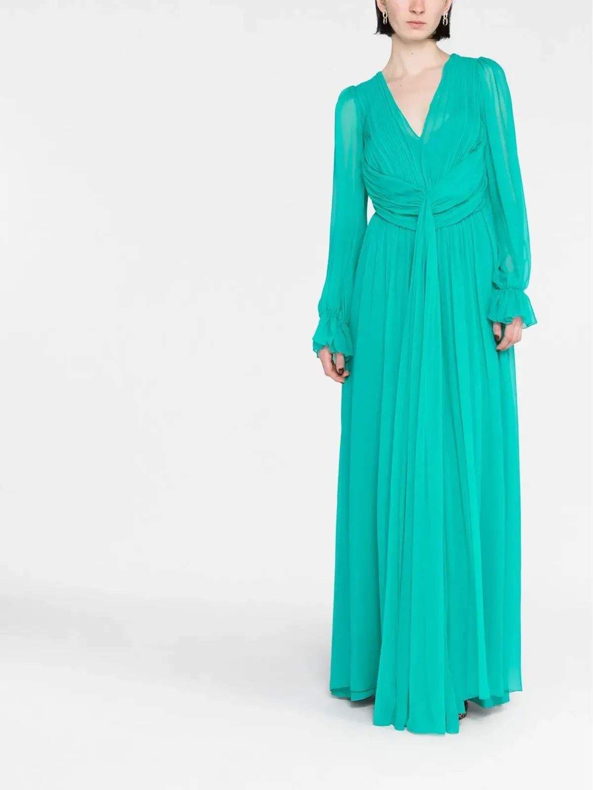 Alberta Ferretti シルク混紡プリーツディテールのマキシドレス - 画像2