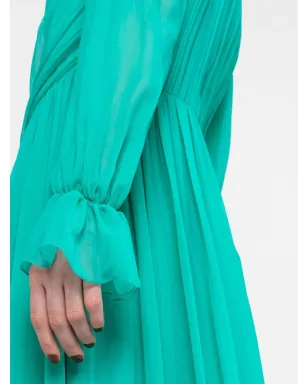 Alberta Ferretti シルク混紡プリーツディテールのマキシドレス - サムネイル3